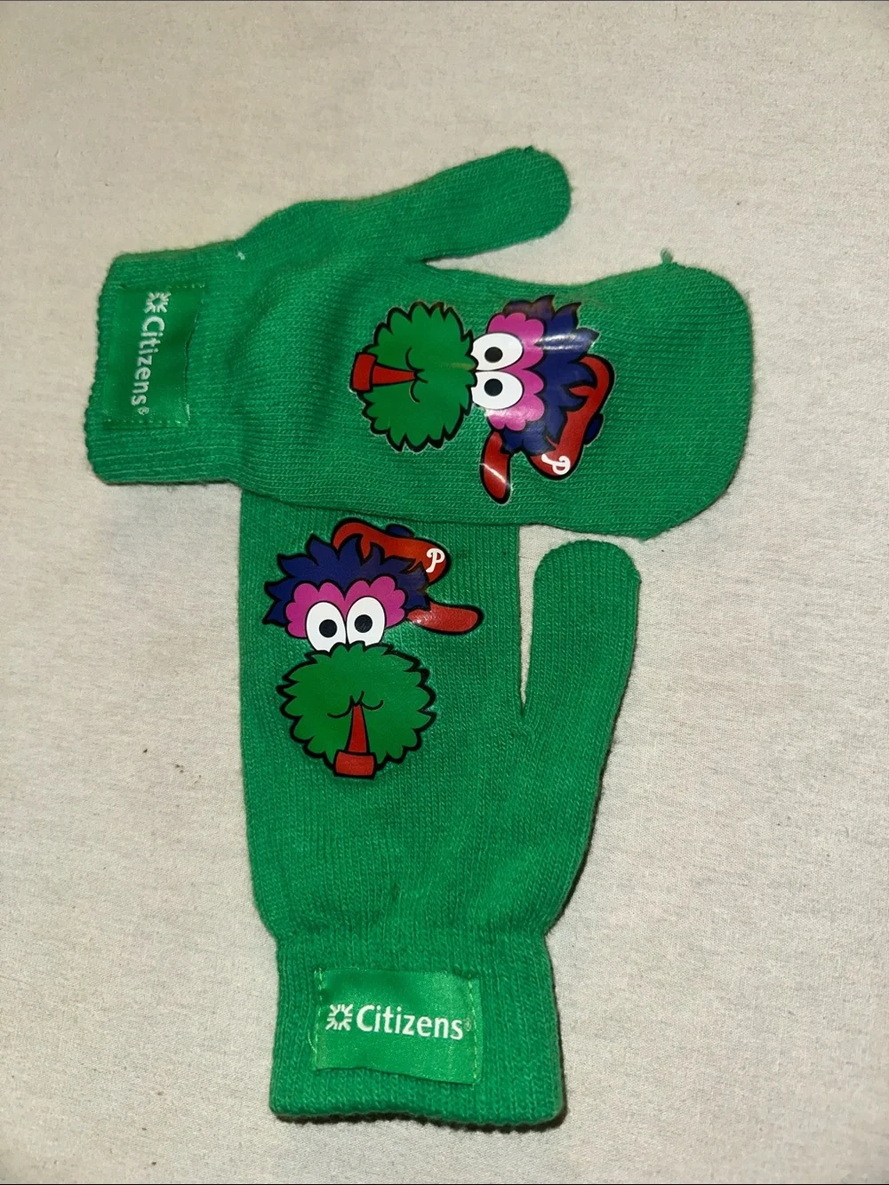 Kids. OS Citizen Green Kids Character Mittens with Playful Face